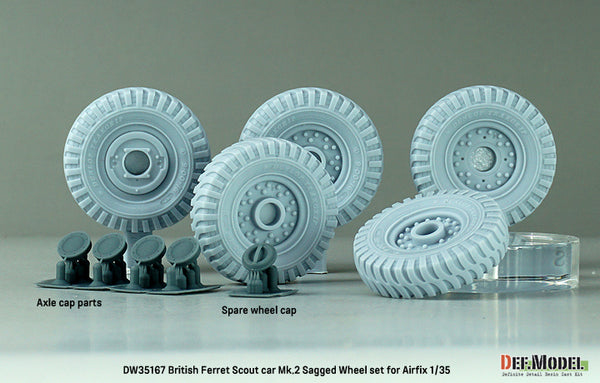 DEF Models 1/35 scale British Scout car Ferret Mk.2 Sagged wheel set (for Airfix 1/35)