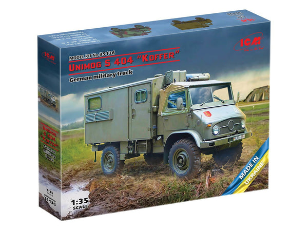 ICM 1/35 Unimog S 404 with box body, German military truck Model kit #35136