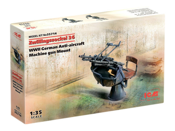 ICM 1/35 WW2 Zwillingssockel 36, WWII German Anti-aircraft Machihe gun Mount (100% new molds)