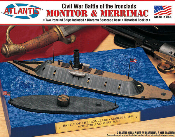 Atlantis Monitor and Merrimack Civil War Set plastic assembly model kit