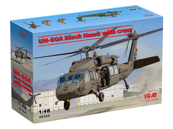 ICM AIRCRAFT 1:48 UH-60A Black Hawk Helicopter with 3 Crew Figures