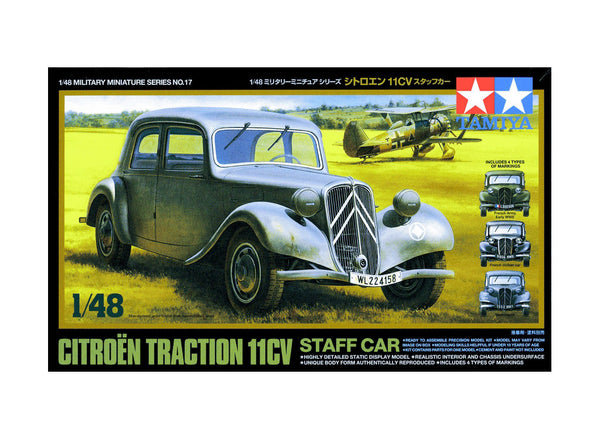 Tamiya 1/48 scale WW2 German staff car Citroen Traction IICV model kit