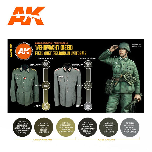 AK Interactive GEN 3 - GERMAN FIELD GREY UNIFORMS 3G PAINT SET