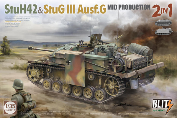 TAKOM 1/35 scale WW2 German StuH42&StuG III Ausf.G Mid Prodution 2 in 1