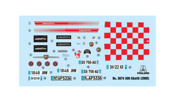 ITALERI 1/24 CARS Fiat 500 Abarth (2008) car model kit