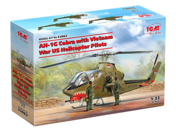 ICM 1/32 AH-1G Cobra with Vietnam War U.S. Helicopter Pilots 3 Figures