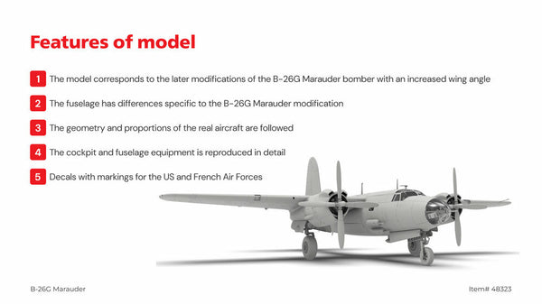 ICM 1/48 WW2 B-26G Marauder, WWII American/France Bomber