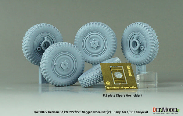 DEF Models 1/35 scale WW2 German Sd.kfz 222/223 Sagged wheel set(2) - Early (for Tamiya 1/35) - Jun.2023