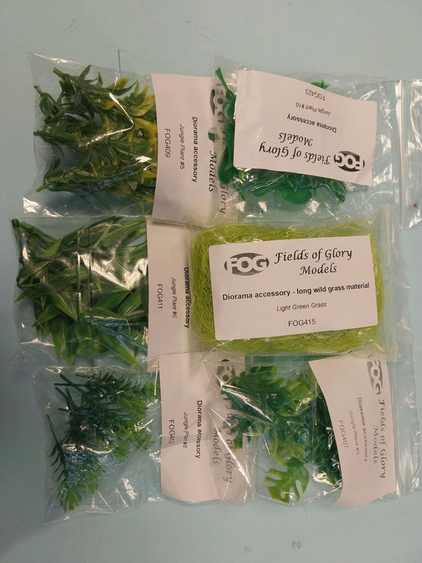 Jungle pack - Assorted jungle plants and grass - Large Diorama set