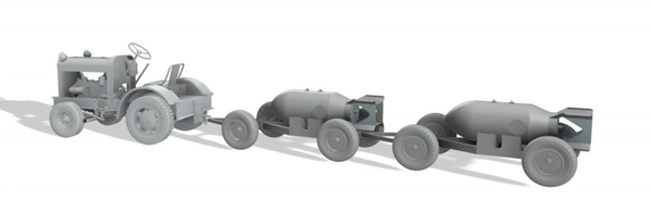 Thunder Model 1/32 WW2 US TUG Clarktor 6, MILL-33 with 2 bomb trailers