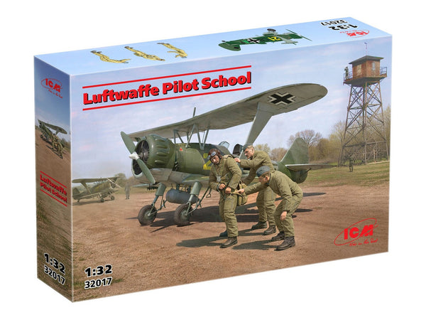 ICM VEHICLES 1:35 Luftwaffe Pilot School (Hs 123A Training Biplane & 3 Figures)