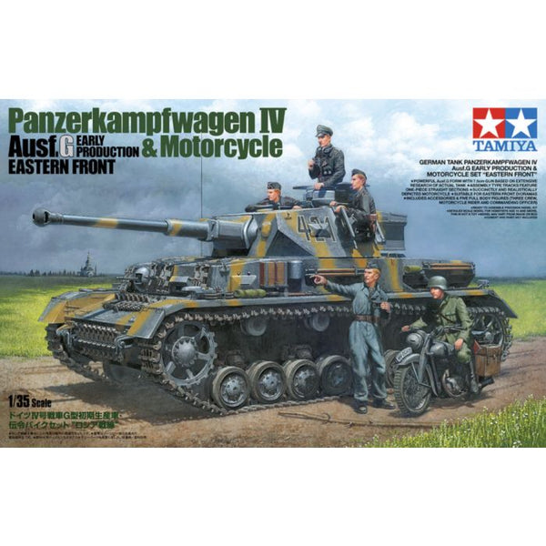 Tamiya WW2 German PANZERKAMPFWAGEN IV AUSF G. EARLY PRODUCTION & MOTORCYCLE EASTERN FRONT