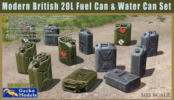Gecko Models 1/35 Modern British 20l Fuel Cans and Water Can Set # 0079