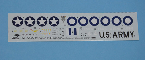 Dora Wings 1/72 Scale DORDW72029 Republic P-43 Lancer (reconnaissance), 1/72