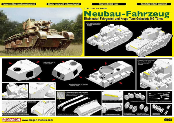 DRAGON 1/35 scale WW2 German NEUBAU-FAHRZEUG NR2 tank model kit