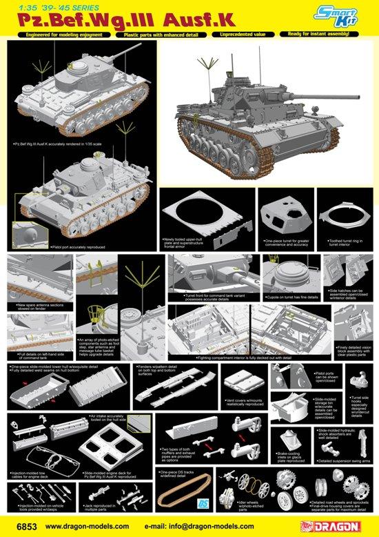 Dragon 1/35 scale WW2 German PZ.BEF.WG.III AUSF K tank model kit