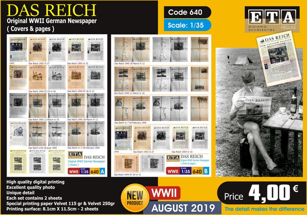 Das Reich - Original WW II German newspaper - covers and pages - 1/35 scale - 2 sheets