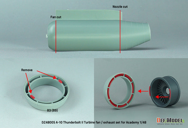 DEF Models 1/48 A-10 Thunderbolt II Turbine fan / exhaust set - (for Academy 1/48) Jan.2023