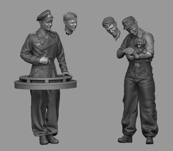 1/35 Scale resin model kit WW2 StuG crew with puppy set