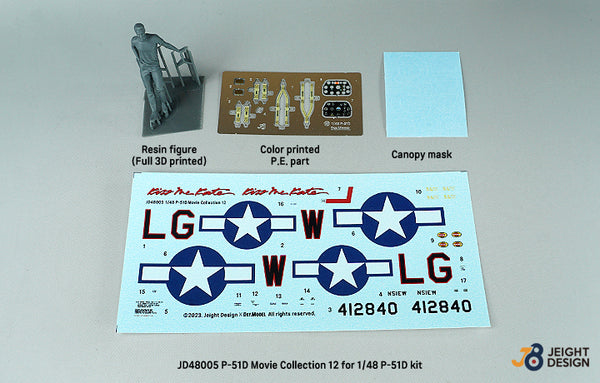 DEF Models 1/48 P-51D Mustang Decal / PE set w/ 1 figure Movie Collection No.12 (for Tamiya, Etc kit)