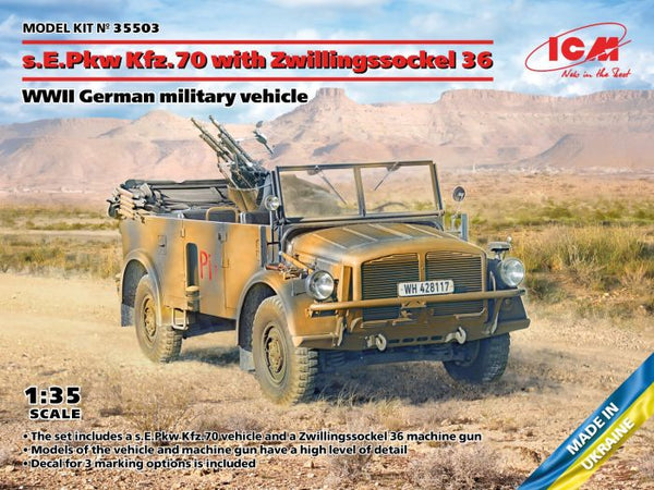 ICM 1/35 WW2 German s.E.Pkw Kfz.70 with Zwillingssockel 36