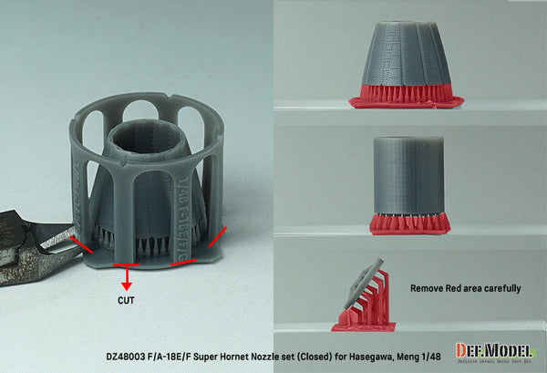 DEF Models 1/48 F/A-18E/F Super Hornet Nozzle set - Closed (for Hasegawa, Meng 1/48)