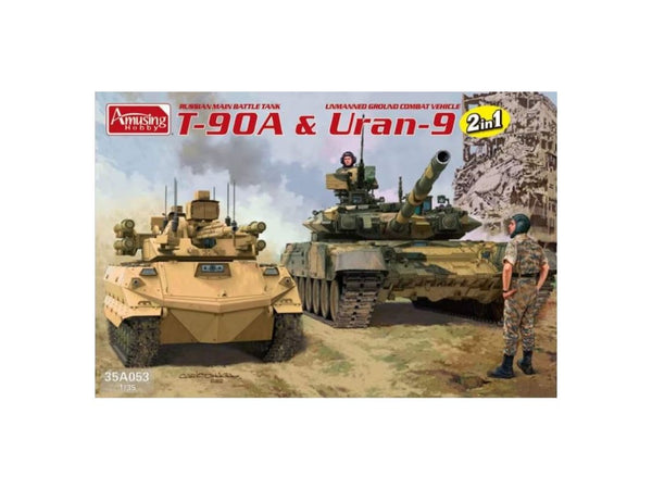 Amusing Hobby 1/35 scale Uran-9 & T-90A MBT tank model kit (2kits)