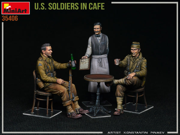Miniart 1/35 WW2 US Soldiers in Cafe diorama model kit