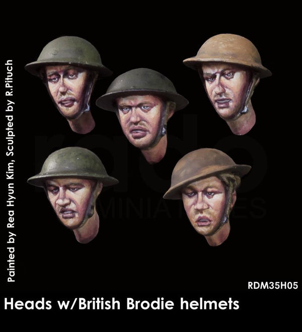 RADO WW2 Heads with British Brodie helmets (5. pcs) 1/35 Scale resin model