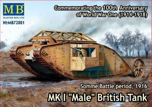 1/72 Scale model kit Mk.I Male British WWI / WW1 tank. Somme battle period (1916)