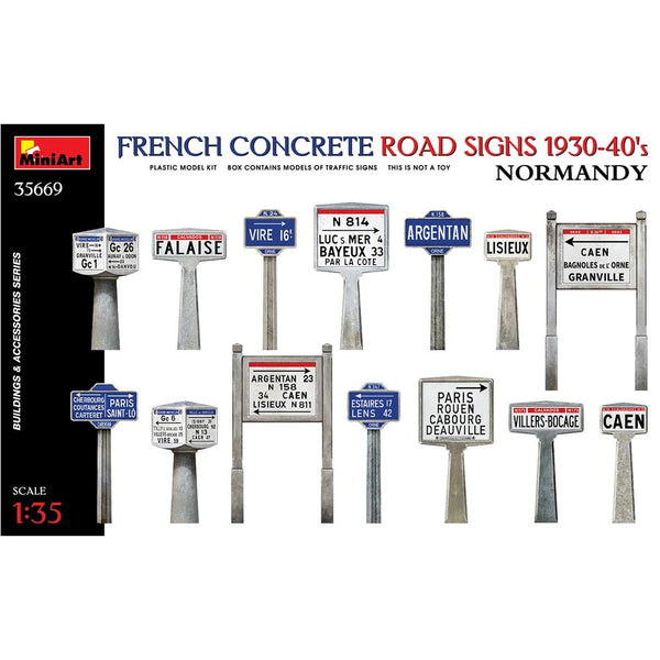 Miniart 1/35 FRENCH CONCRETE ROAD SIGNS 1930-40'S. NORMANDY