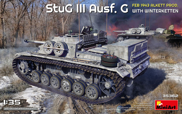 Miniart 1/35 scale WW2 StuG III Ausf. G FEB 1943 ALKETT PROD. WITH WINTERKETTEN Plastic Model Kit