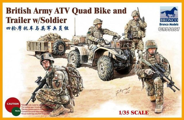 1/35 Scale Bronco kit Modern British ATV Quad and trailer