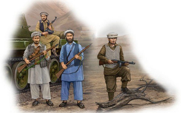 Trumpeter 1/35 Afghan Rebels x 4 figures, 12 rifles