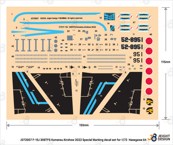 DEF Models 1/72 F-15J 306TFS Komatsu Airshow 2022 - Maverick special decal set (for 1/72 Hasegawa kit)