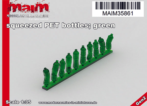 MaiM 1/35 scale Bottles of PET Water Green Destroyed
