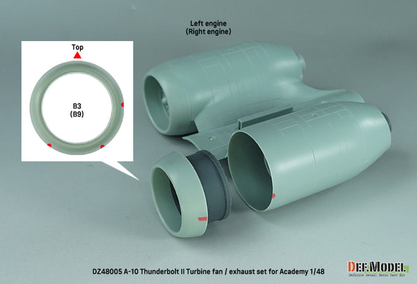 DEF Models 1/48 A-10 Thunderbolt II Turbine fan / exhaust set - (for Academy 1/48) Jan.2023