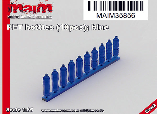 MaiM 1/35 scale Bottles of PET Water Blue 5 x 2 (10 per set)
