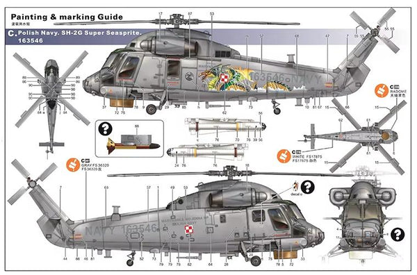 Kitty Hawk 1/48 Scale SH-2G Super Seasprite Helicopter Model Kit