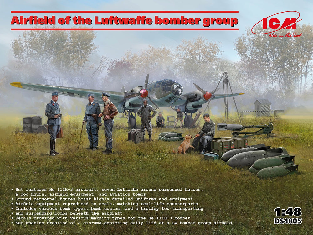 ICM 1/48 Airfield of the Luftwaffe Bomber Group (He 111H-3, Luftwaffe Ground Personnel, Airfield Equipment)