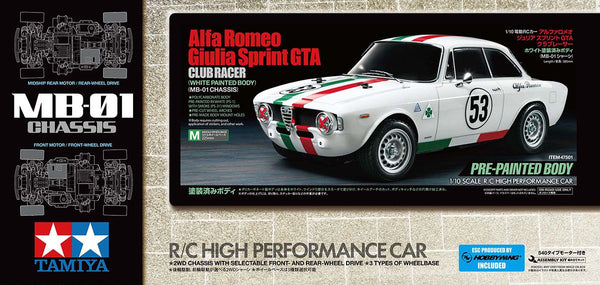Tamiya R/C 1/10 kit Giulia Sprint GTA Whi PB MB-01