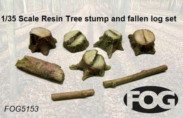 FoG Models 1/35 Scale Resin Tree stump and fallen log diorama accessory set