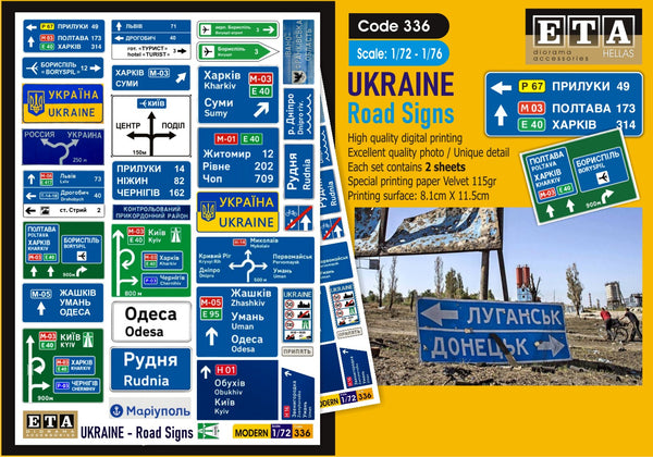 ETA 1/72 scale UKRAINE - Road signs