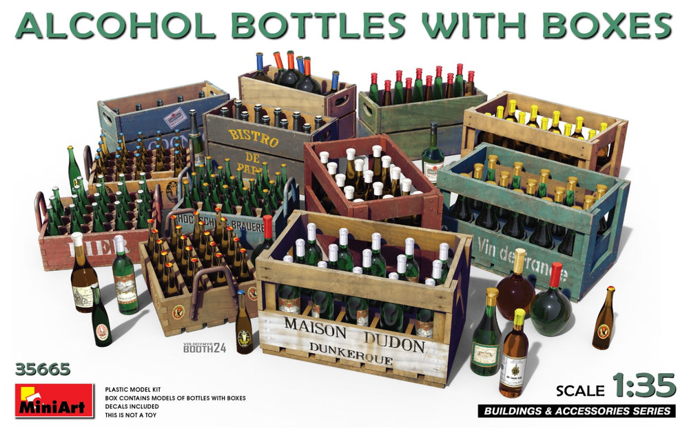 Miniart 1/35 scale  ALCOHOL BOTTLES with wooden creates