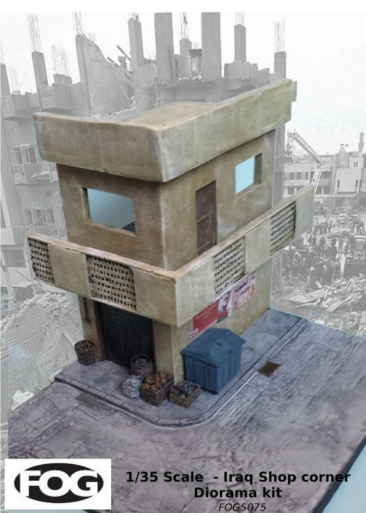 FoG Models 1/35 Scale Iraq Shop corner diorama kit with base
