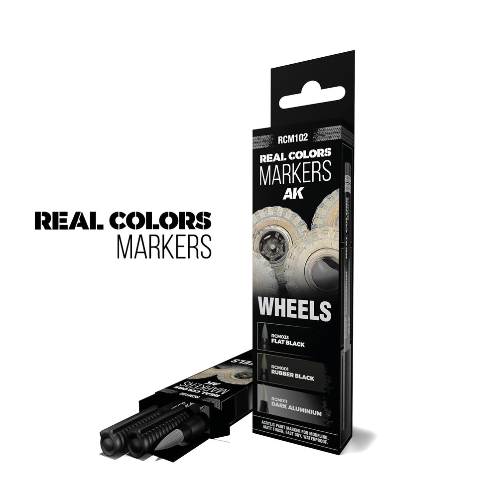 AK Interactive Real Colour Marker - WHEELS - SET 3 REAL COLORS MARKERS