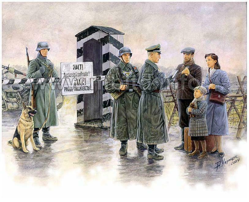 Masterbox 1/35 scale WW2 German Guards and civilians Checkpoint Set