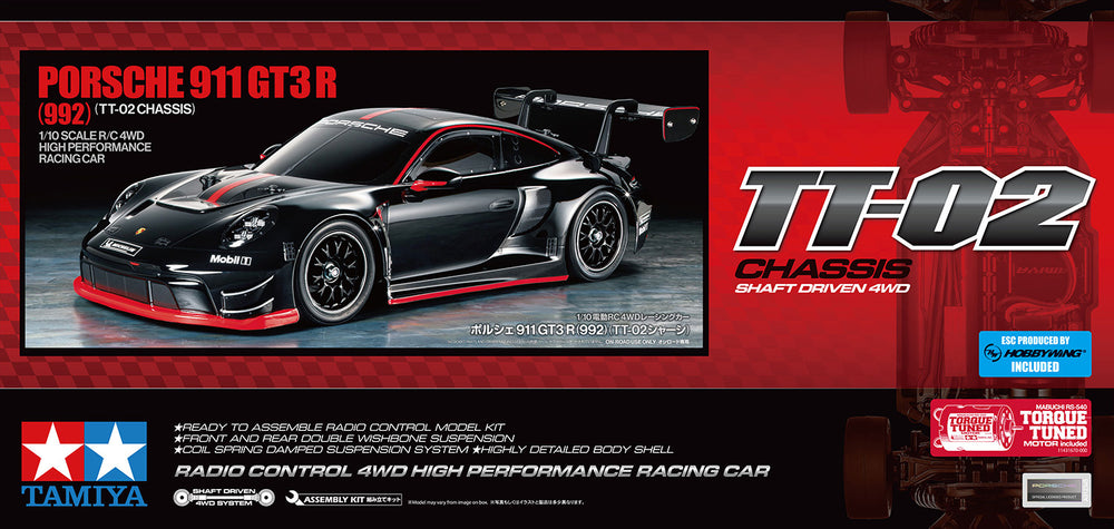 Tamiya Porsche 911 GT3 R (992) TT-02 1/10 scale R/C model assembly kit