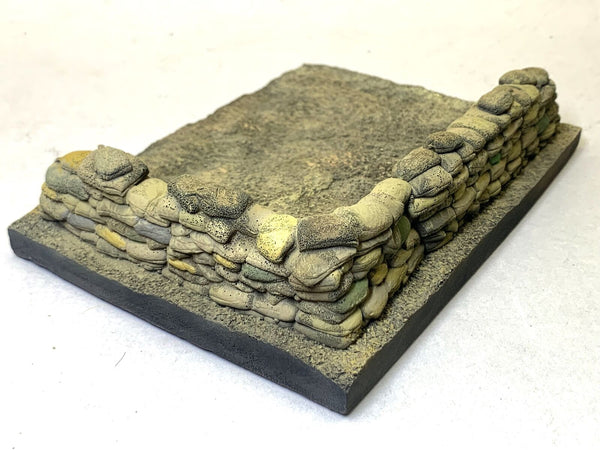 1/35 scale Sandbags Long L wall and Base 180mm x 130mm