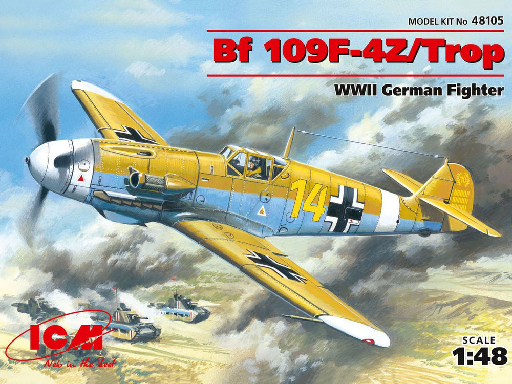 ICM 1/48 scale WW2 Messerschmitt Bf 109F-4Z/Trop, WWII German Fighter